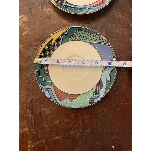 8 Christopher Stuart Optima HK100 Rave Saucers Discontinued Multicolor Rim 6.3in - Picture 4 of 4